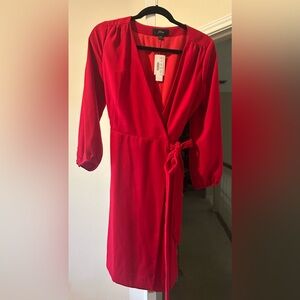 J. Crew NWT Wrap Dress Long Sleeve V-Neck Red Size 4 Date Night Career Business